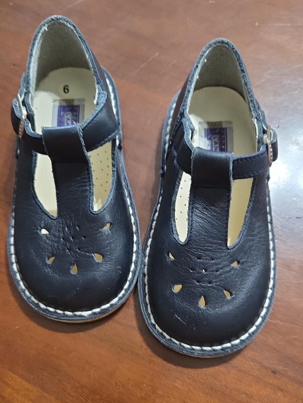 Vintage L'Amour Navy Black Girls T-Strap Dress Shoes